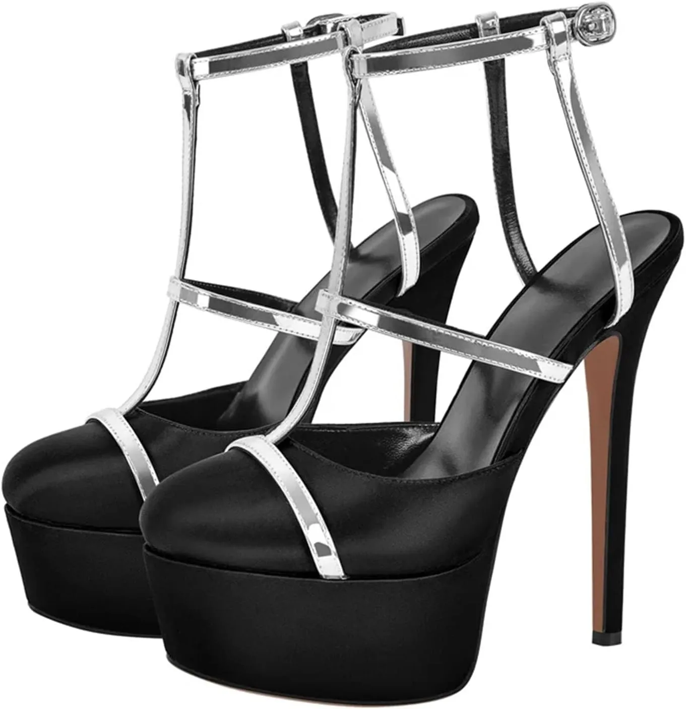 Women's Round Toe T-Strap Heels - Chunky Party Platforms