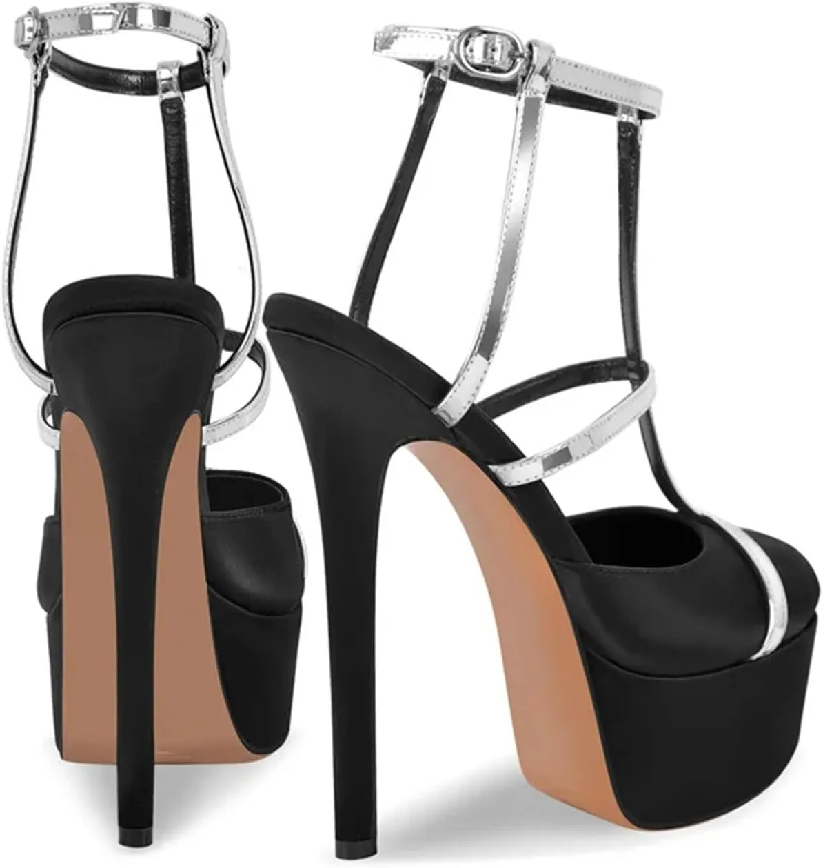 Women's Round Toe T-Strap Heels - Chunky Party Platforms