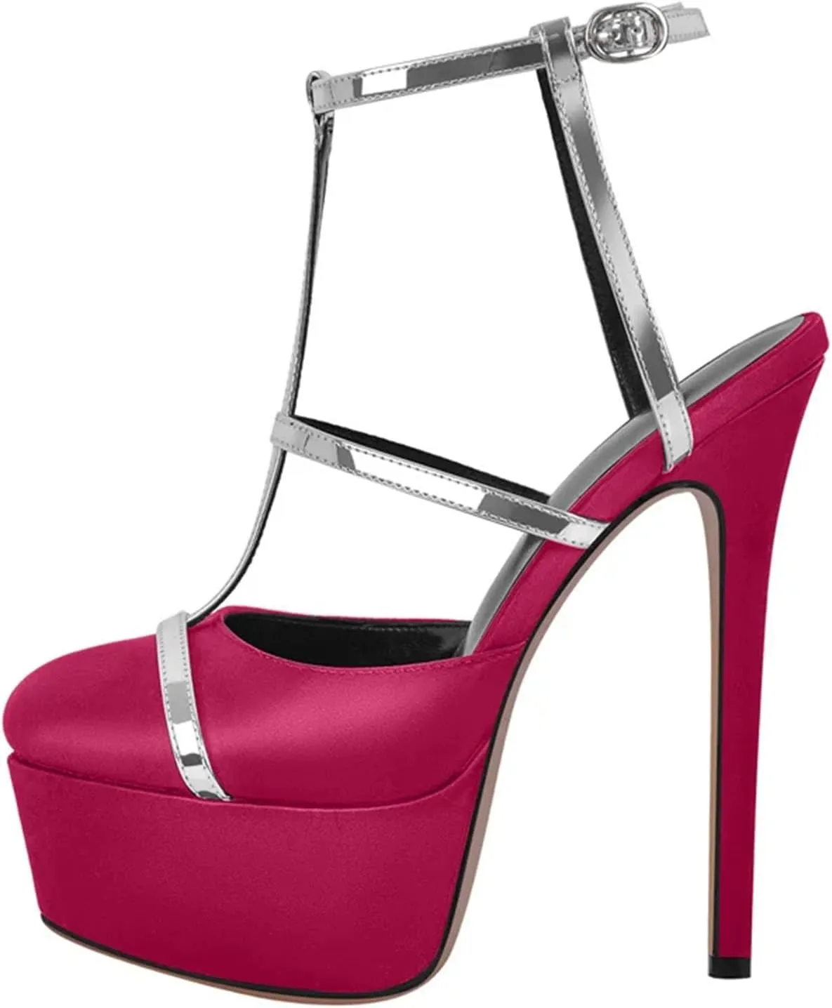 Women's Round Toe T-Strap Heels - Chunky Party Platforms