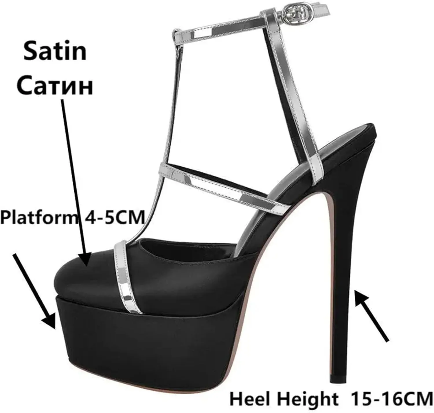 Women's Round Toe T-Strap Heels - Chunky Party Platforms