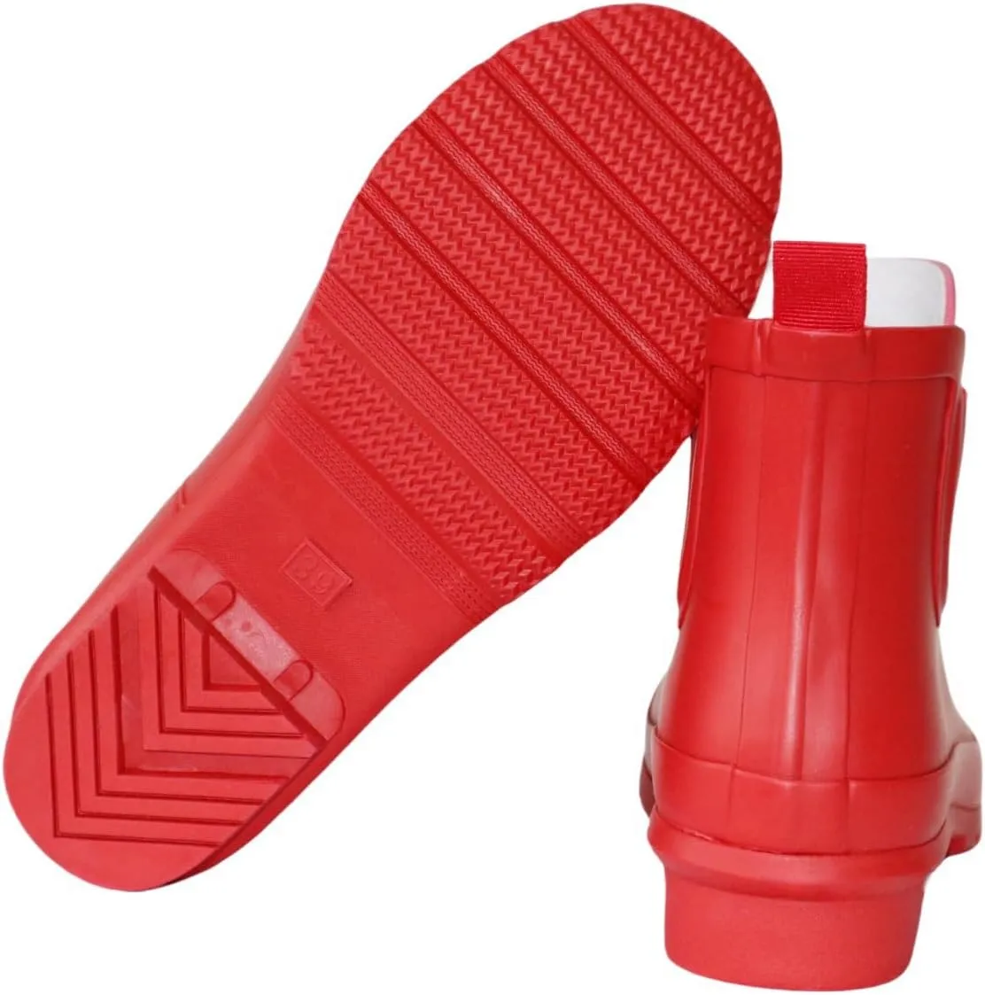 Women's Rubber Rain Boots Waterproof And Anti-slipping Rainboots For Women Stylish Light Ankle Rain Shoes-Runs 1 size samller