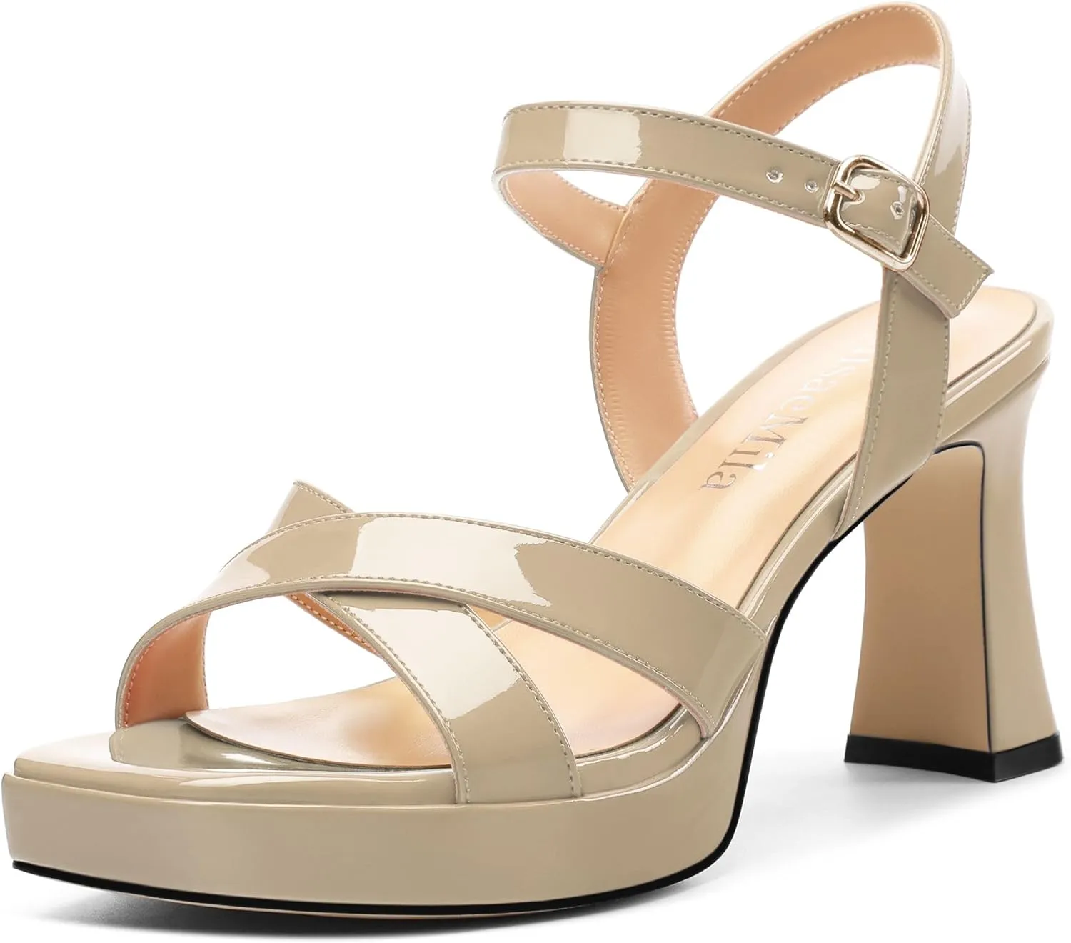 Women's Sandals Chunky High Heel - Adjustable Ankle Strap Open Toe Spool Heels Cross Toe Strap Prom Party Dress Pumps with Buckle