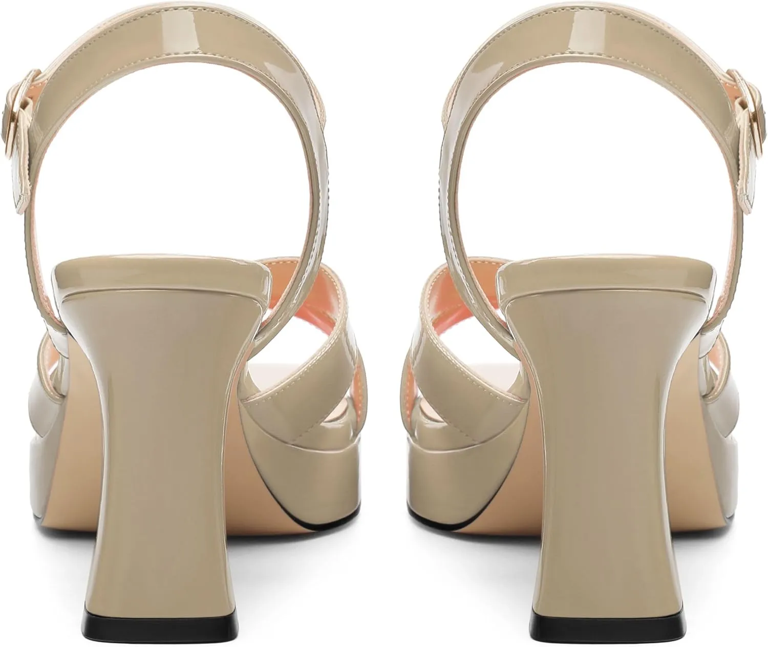 Women's Sandals Chunky High Heel - Adjustable Ankle Strap Open Toe Spool Heels Cross Toe Strap Prom Party Dress Pumps with Buckle