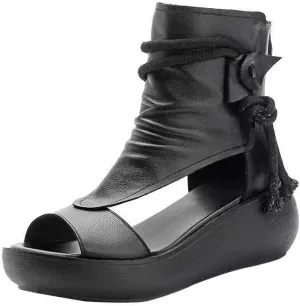 Women's Sandals Platform Outdoor Sandal Boots Wedge Bottom Fashion High Top Sandals Open Toe Boot