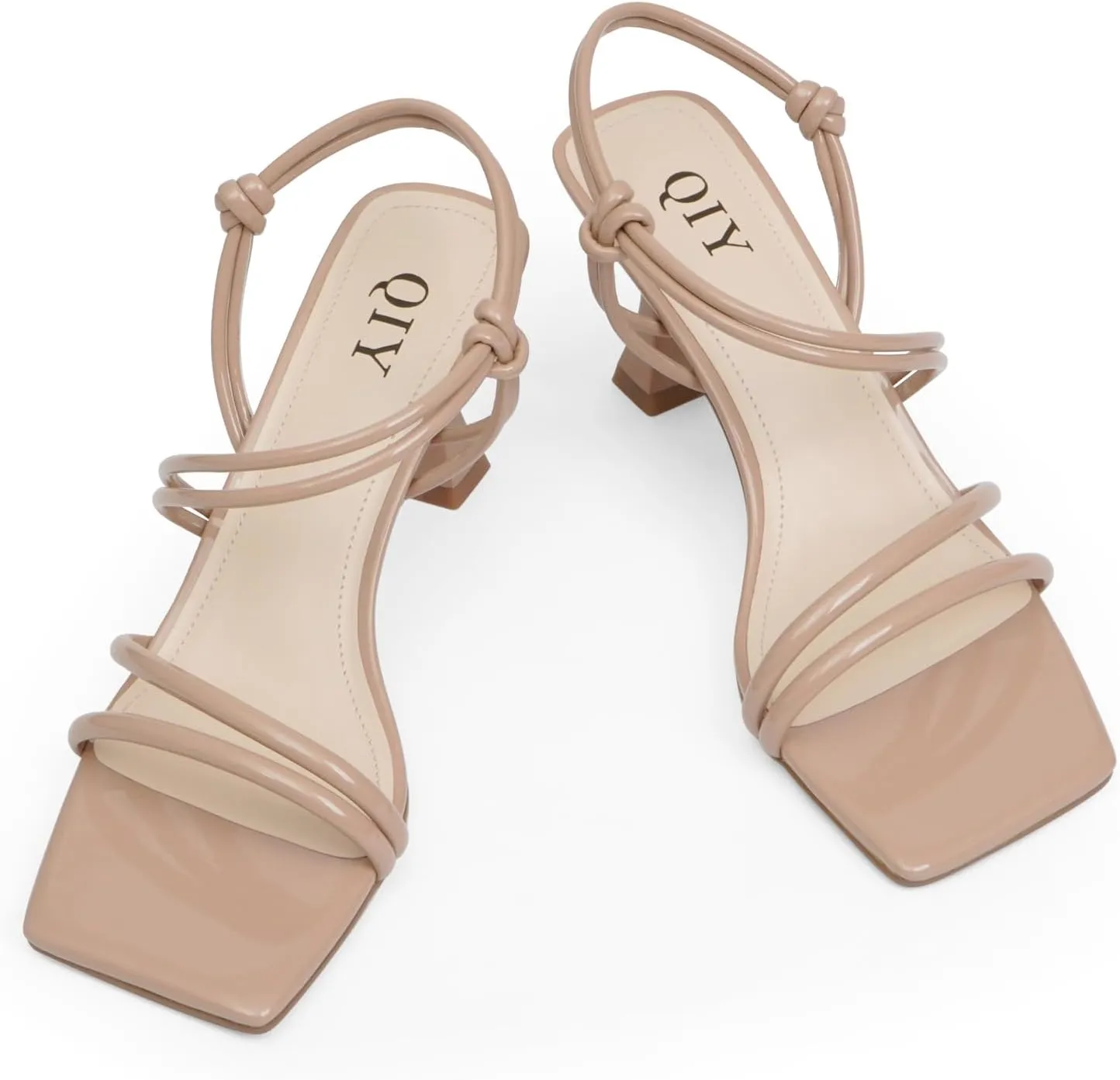 Womens Sandals Strappy Heels Open Square Toe Heeled Sandals Dress Shoes