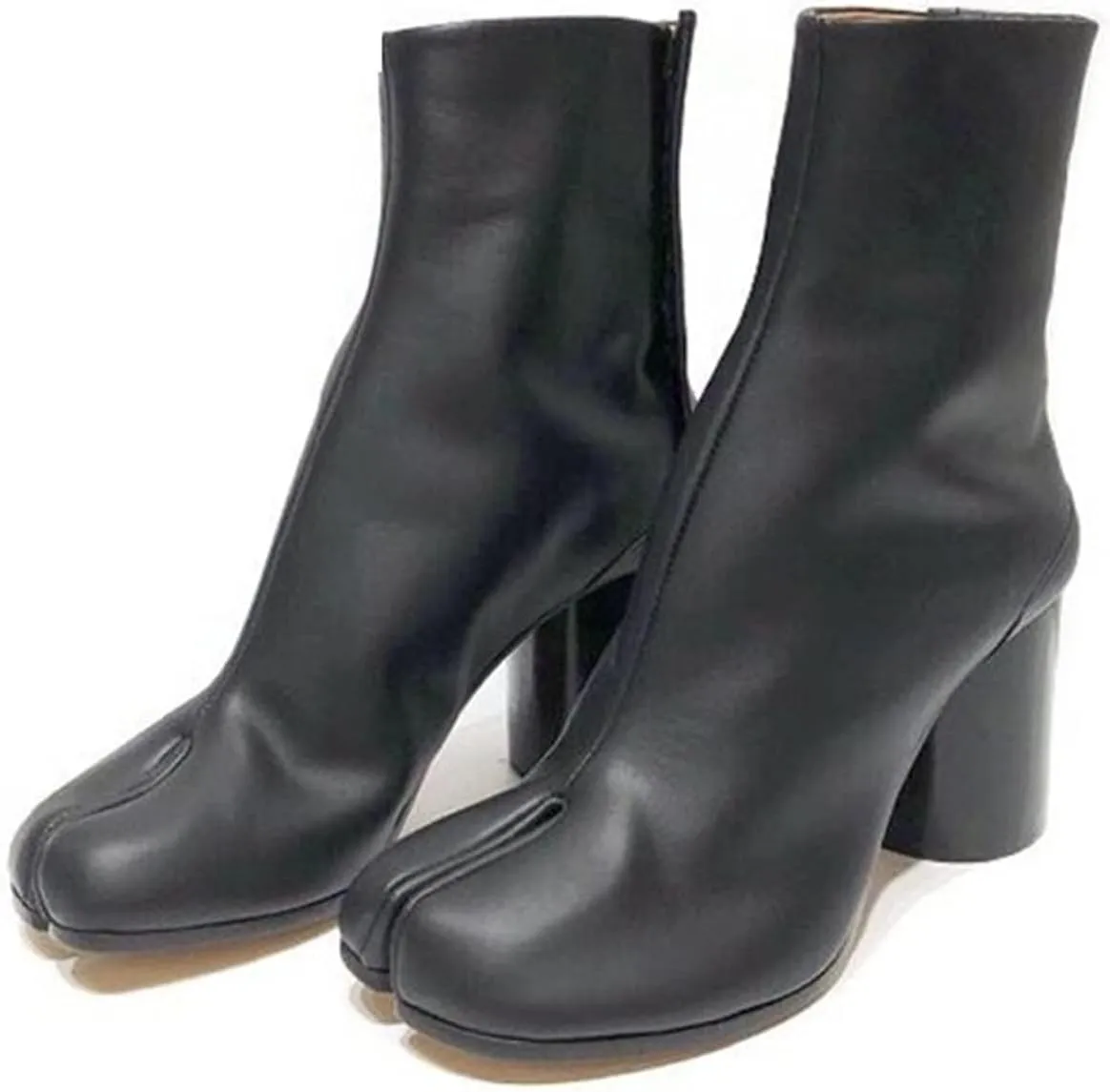 Women's shoes Brand Design Fashion Split Toe Women Chunky Round High Heels Women Boots Winter Tabi Shoes Short Boots