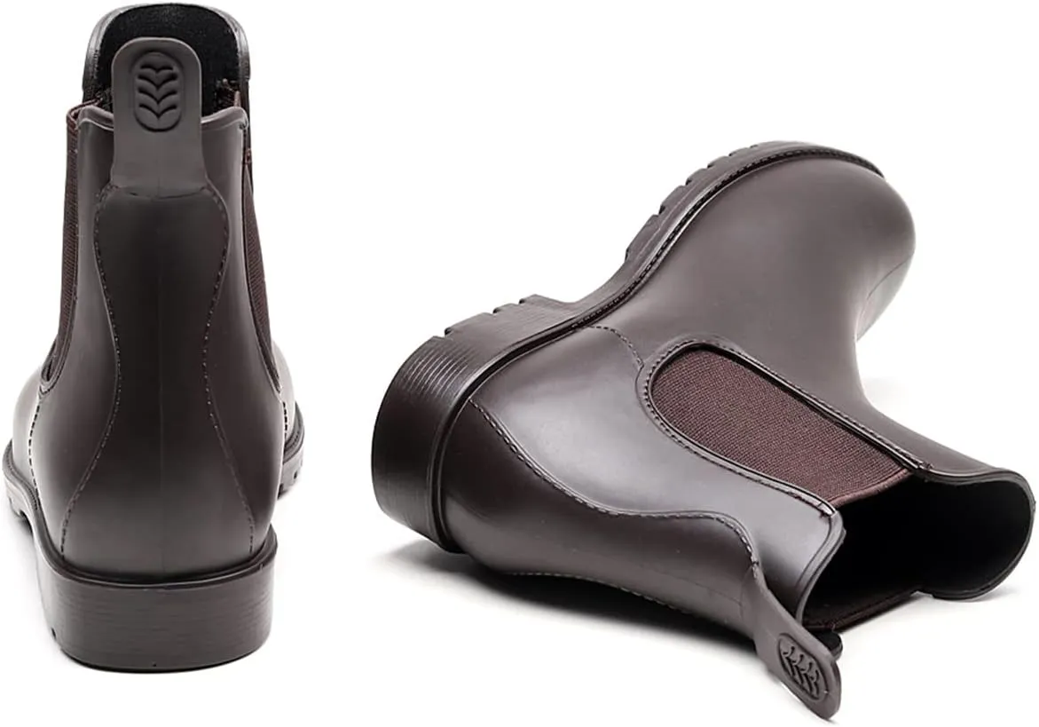 Women's Short Rain Boots Waterproof Anti Slip Rubber Ankle Chelsea Booties