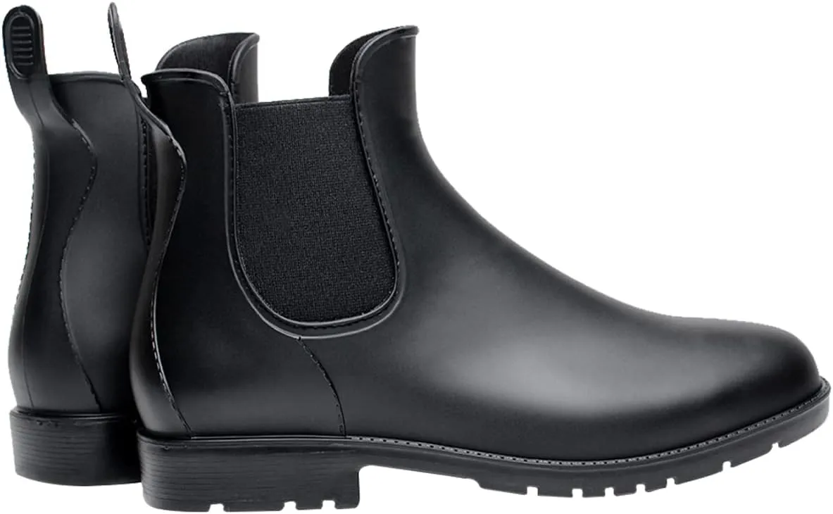 Women's Short Rain Boots Waterproof Anti Slip Rubber Ankle Chelsea Booties