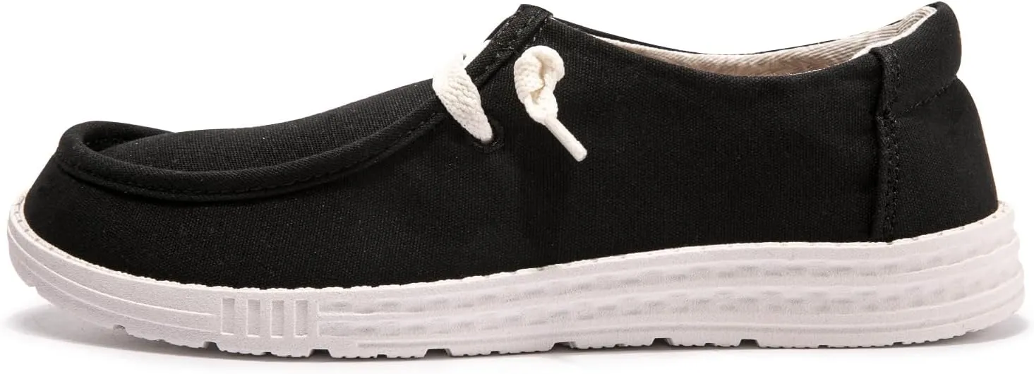 Women's Slip On Canvas Loafers - Breathable Low Top Casual Sneakers for Walking, Outdoor & Travel - Anti-Slip Comfort Shoes with Lightweight EVA Sole