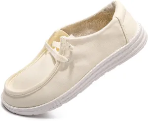 Women's Slip On Canvas Loafers - Breathable Low Top Casual Sneakers for Walking, Outdoor & Travel - Anti-Slip Comfort Shoes with Lightweight EVA Sole