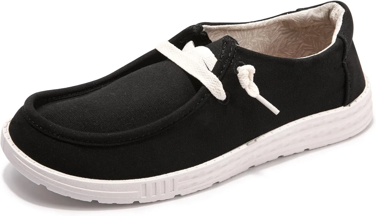 Women's Slip On Canvas Loafers - Breathable Low Top Casual Sneakers for Walking, Outdoor & Travel - Anti-Slip Comfort Shoes with Lightweight EVA Sole