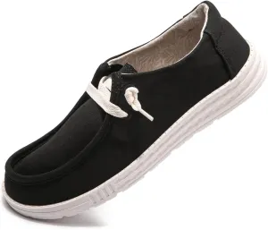 Women's Slip On Canvas Loafers - Breathable Low Top Casual Sneakers for Walking, Outdoor & Travel - Anti-Slip Comfort Shoes with Lightweight EVA Sole