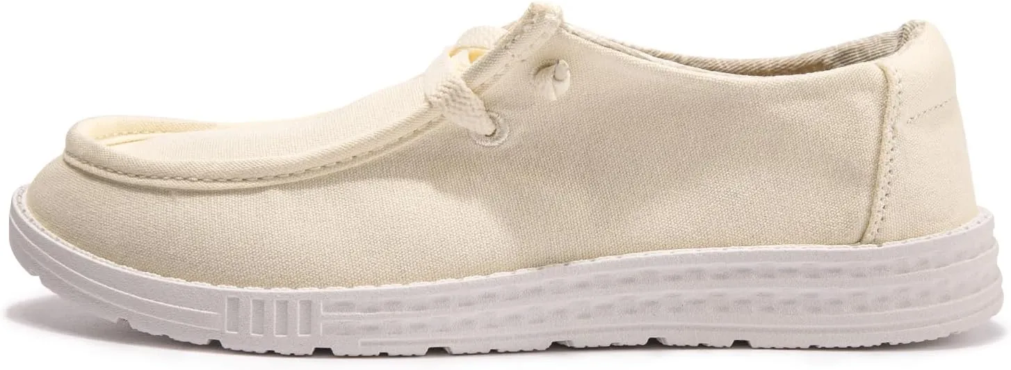 Women's Slip On Canvas Loafers - Breathable Low Top Casual Sneakers for Walking, Outdoor & Travel - Anti-Slip Comfort Shoes with Lightweight EVA Sole