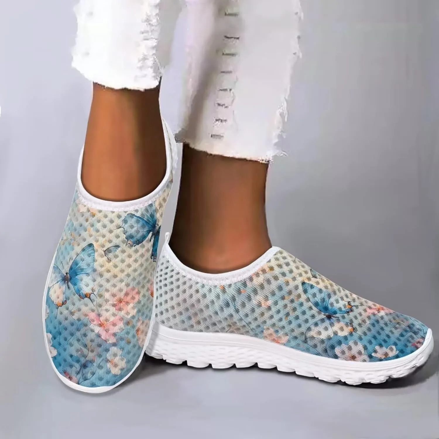 Womens Slip on Walking Shoes Comfort Lightweight Breathable Non-Slip Mesh Casual Tennis Running Sneakers