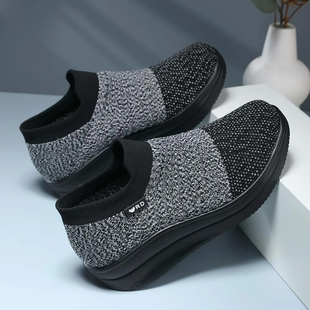 Women's Slip-on Walking Shoes Mesh Breathe Air Cushion Sock Sneakers for Women Ladys Fashion Platform Lightweight Loafers Non-Slip Nursing Work Shoe