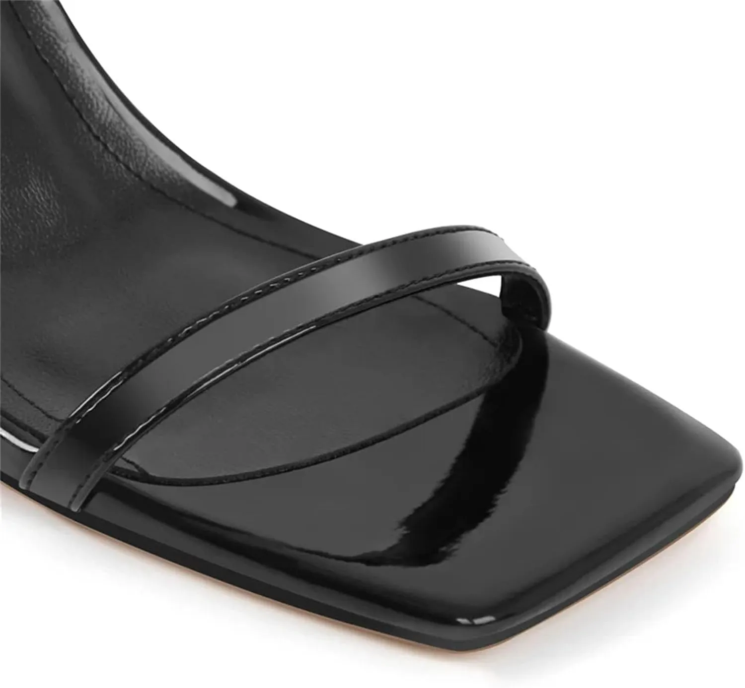 Women's Square Toe Ankle Strap Sandals - Slingback Cross-Strap 9.5cm Heel Open Toe