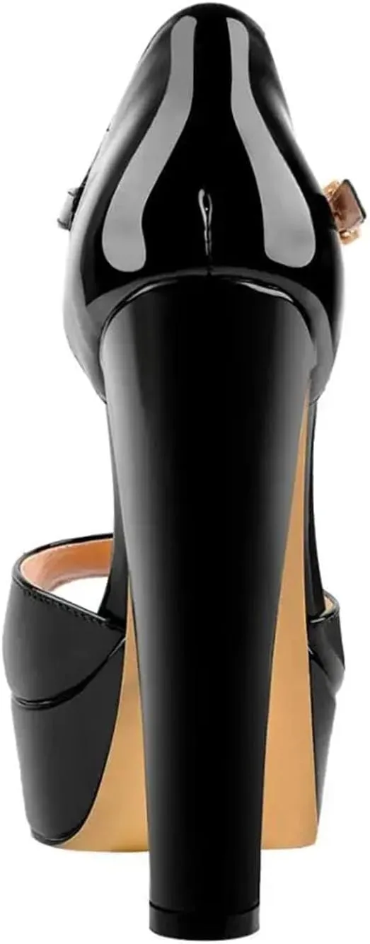 Women's T-Tied Block Heels - 15-16cm Peep-Toe Platforms