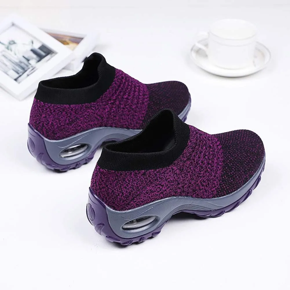 Women's Walking Shoes Sock Sneakers - Mesh Slip On Air Cushion Lady Girls Modern Jazz Dance Easy Shoes Platform Loafers