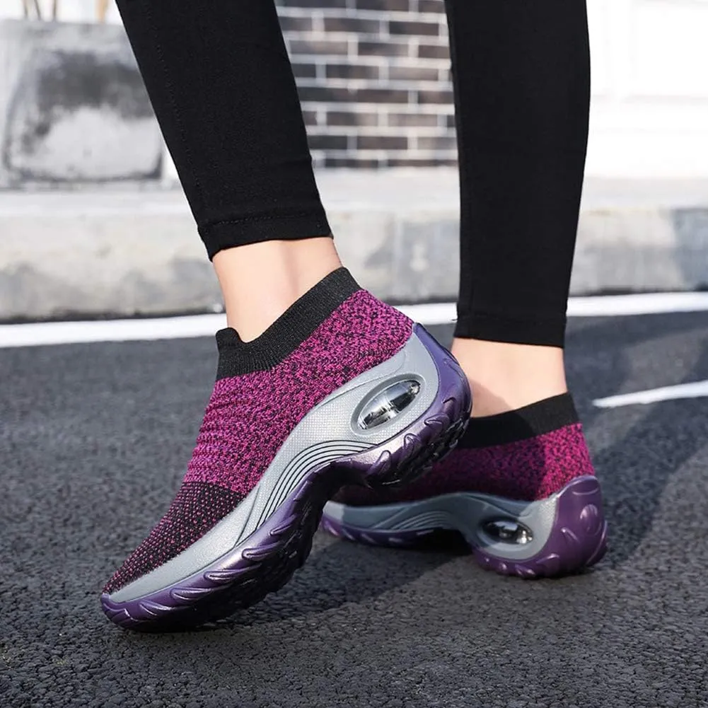 Women's Walking Shoes Sock Sneakers - Mesh Slip On Air Cushion Lady Girls Modern Jazz Dance Easy Shoes Platform Loafers