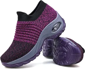 Women's Walking Shoes Sock Sneakers - Mesh Slip On Air Cushion Lady Girls Modern Jazz Dance Easy Shoes Platform Loafers
