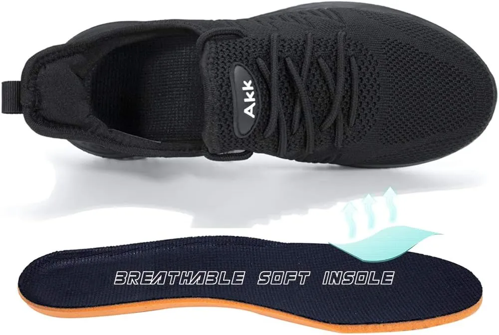 Womens Walking Tennis Shoes - Slip On Memory Foam Lightweight Casual Sneakers for Gym Travel Work