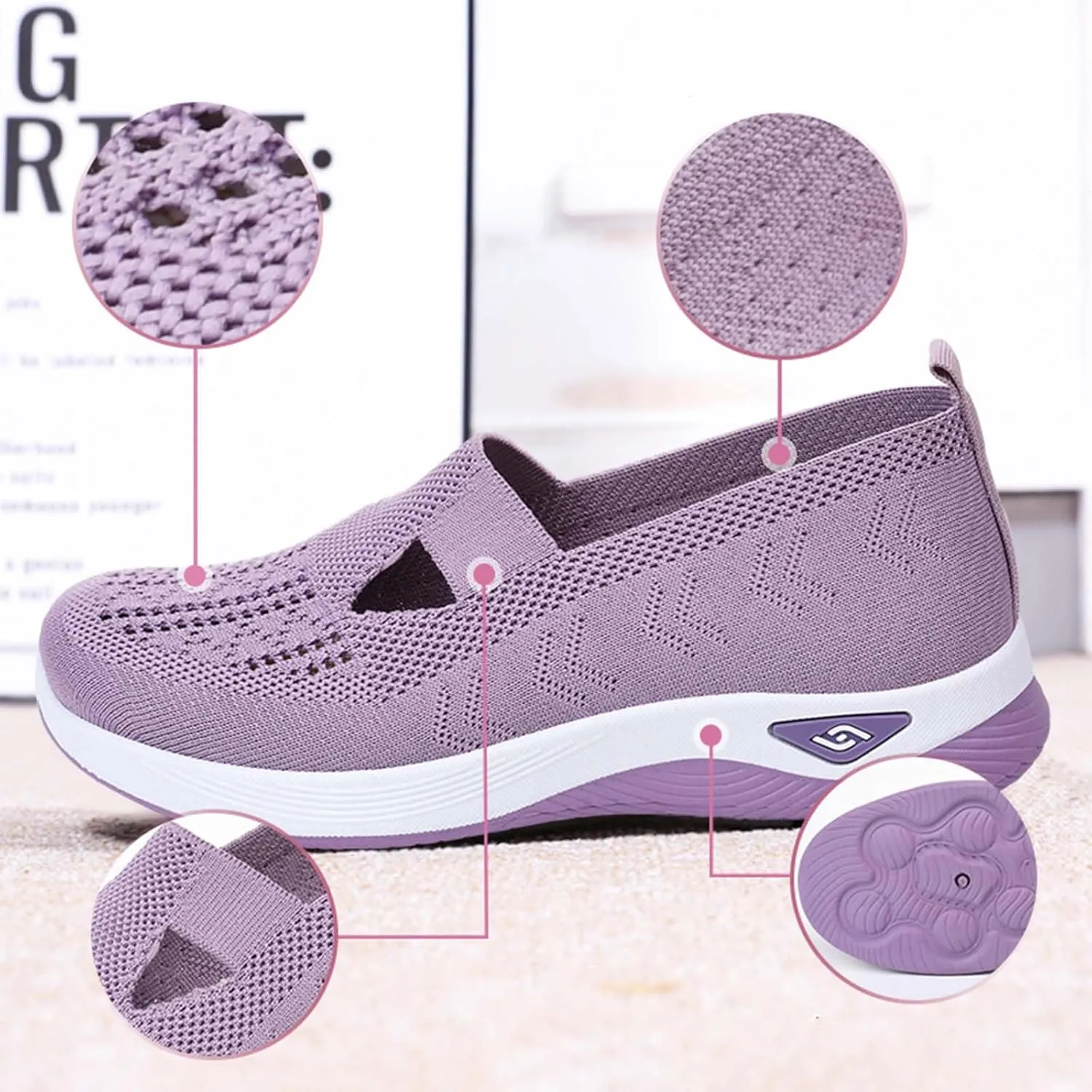 Women's Woven Orthopedic Breathable Soft Shoes Arch Support, Anti-Skid Sports Shoes