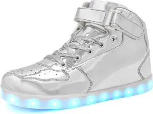 Wooowyet Kids LED Sneakers for Boys Hook&Loop Low Light Up Shoes LED Girls USB Recharging