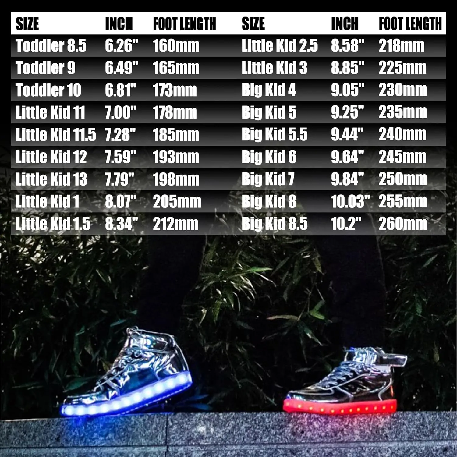 Wooowyet Kids LED Sneakers for Boys Hook&Loop Low Light Up Shoes LED Girls USB Recharging