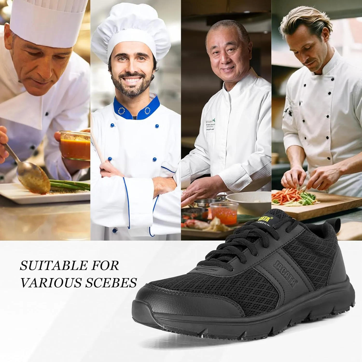 Work Shoes for Men/Women Food Service Unisex Non Slip Breathable Lightweight Chef Walking Shoes Restaurant Kitchen Crews Health Care Sneakers