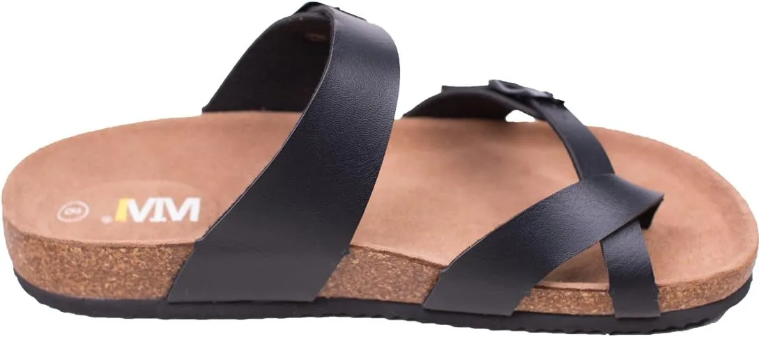 WTW Men's Cork Footbed Sandals Slip on Beach Slide Slipper Shoes with Adjustable Metal Buckle Strap for Men Causal Style