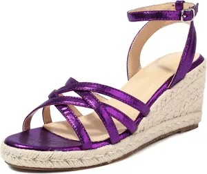 XIEDA Women's Open Toe Platform Strappy Espadrilles Wedges 3 Inch for Vacation Beach Dressy Comfortable Summer Wedge Sandals