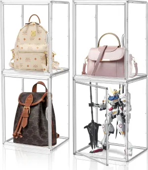 XX-Large 4 Pack Clear Plastic Handbag Storage Organizer for Closet Acrylic Display Case Purse Organizer Storage Bins for Boots, Big Bag, Collectibles, Cosmetic