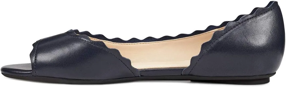 XYD Women Chic Open Peep Toe Wave Ballet Flats D'Orsay Slip On Loafers Dress Comfortable Casual Walking Shoes