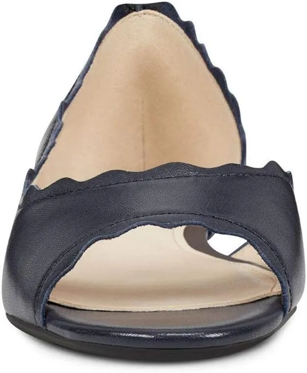 XYD Women Chic Open Peep Toe Wave Ballet Flats D'Orsay Slip On Loafers Dress Comfortable Casual Walking Shoes
