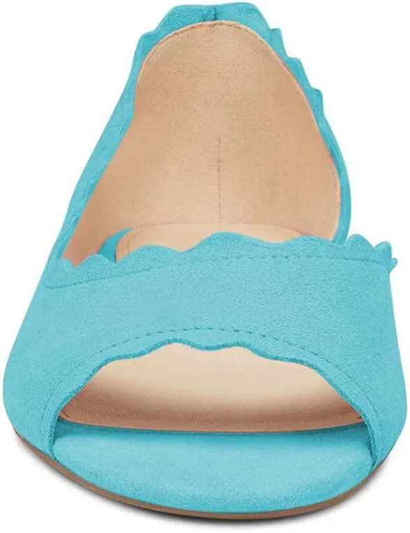 XYD Women Chic Open Peep Toe Wave Ballet Flats D'Orsay Slip On Loafers Dress Comfortable Casual Walking Shoes