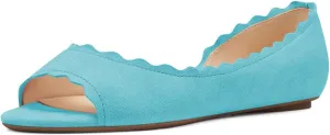 XYD Women Chic Open Peep Toe Wave Ballet Flats D'Orsay Slip On Loafers Dress Comfortable Casual Walking Shoes