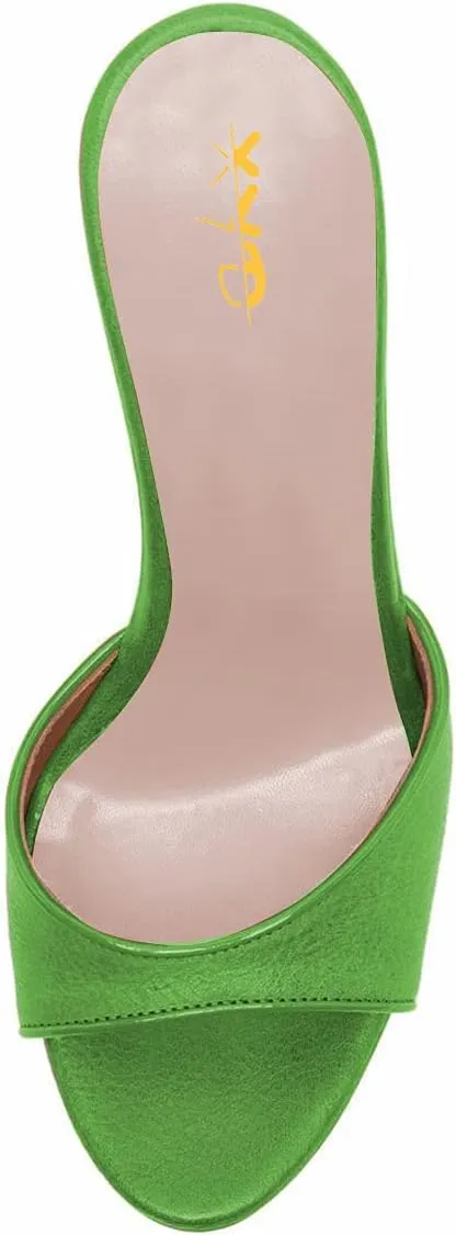 XYD Women Platform Slippers Slip On Stilettos Slides Sexy High Heel Mules Open Almond Toe Fashion Sandals Shoes