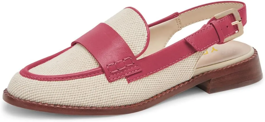 YDN Women Buckle Slingback Pumps Slip On Loafers Block Low Heels Closed Round Toe Dressy Shoes Office Size 4-16 US