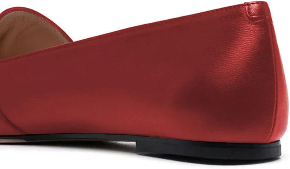 YDN Women Chic Closed Toe Ballet Flats Metal Chain Slip On Pumps Loafers Soft Walking Shoes