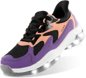 YESKIS Boys Girls Light Up Shoes Kids Lightweight Breathable Mesh Led Flashing Fashion Running Sneakers for Toddler Little Kid
