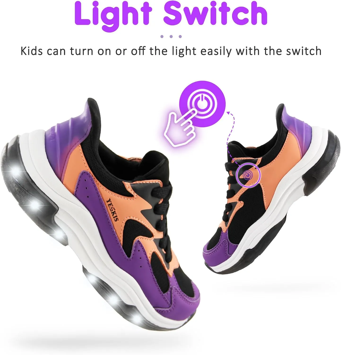 YESKIS Boys Girls Light Up Shoes Kids Lightweight Breathable Mesh Led Flashing Fashion Running Sneakers for Toddler Little Kid