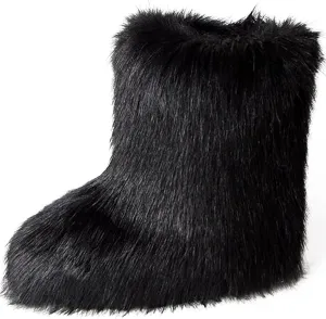 YXCFEWD Fur Boots for Women Winter Fluffy Furry Boots for Girls Flat Heel Snow Boots