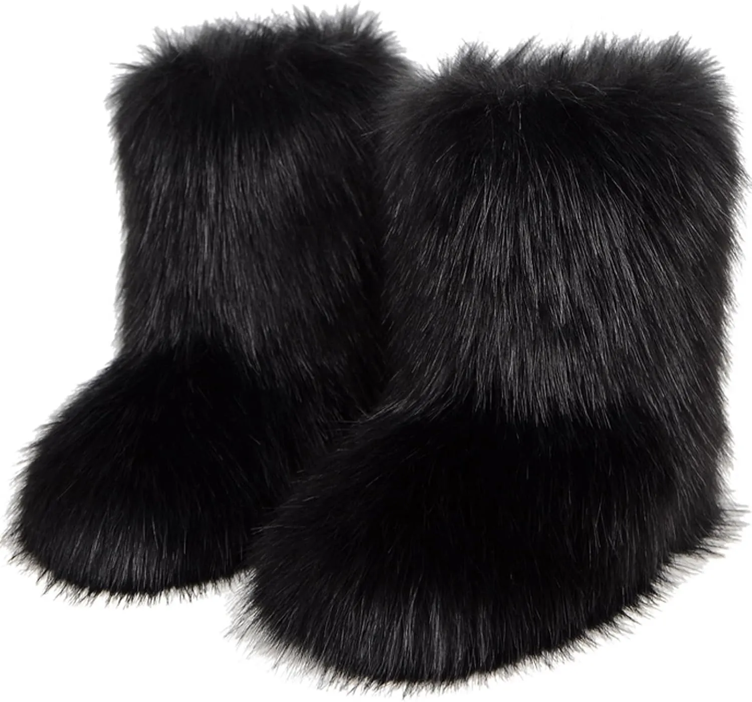 YXCFEWD Fur Boots for Women Winter Fluffy Furry Boots for Girls Flat Heel Snow Boots